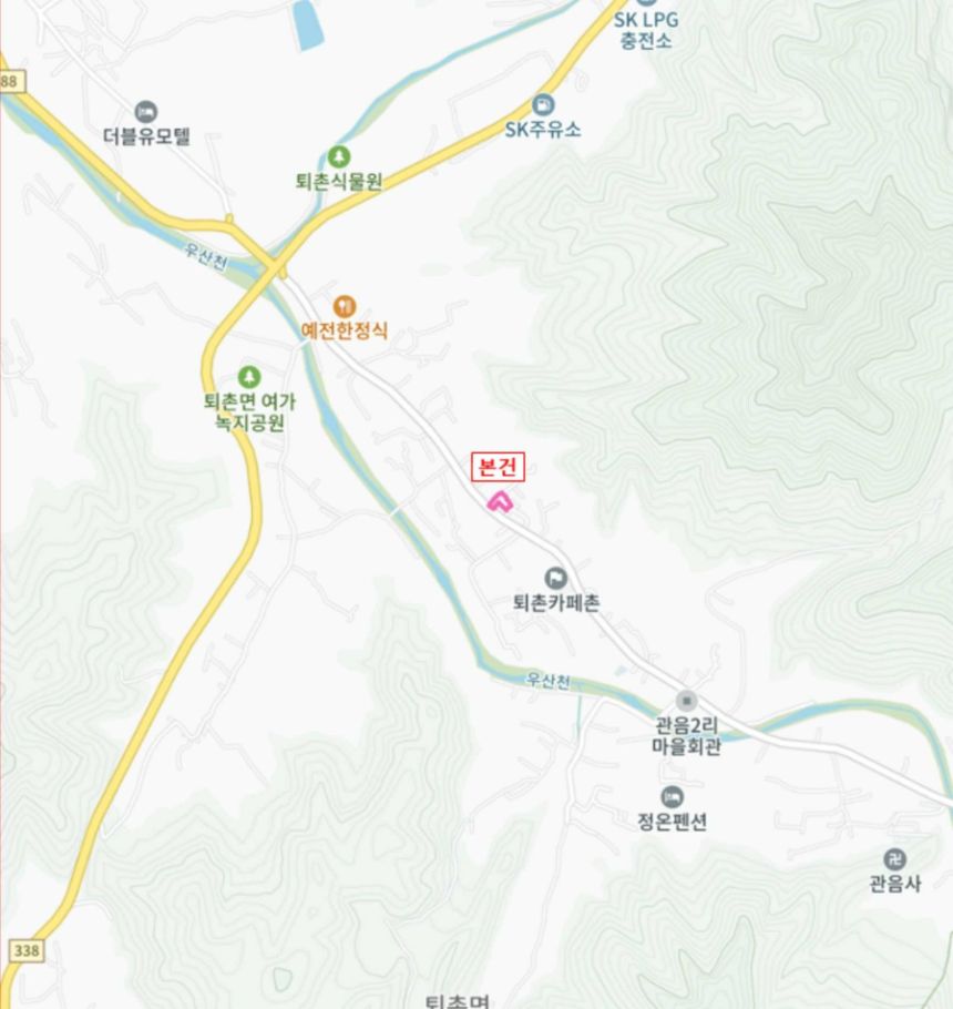 퇴촌면 빌라 위치도, 붉은 표시가 본건 (감정평가서)