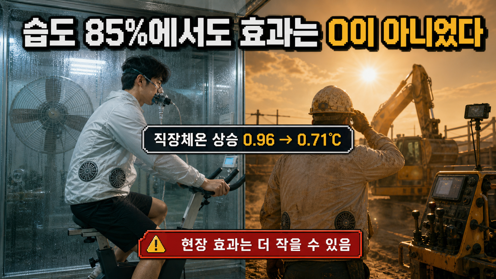 고습도와 야외 환경 팬조끼 효과 비교