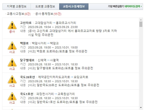 경부 고속도로 실시간 교통 상황