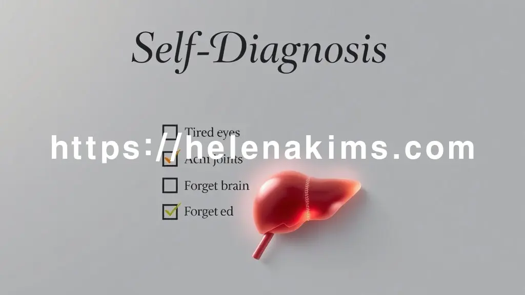 깔끔한 회색 배경 위에 '자가 진단' 제목이 있는 심플한 체크리스트 이미지.