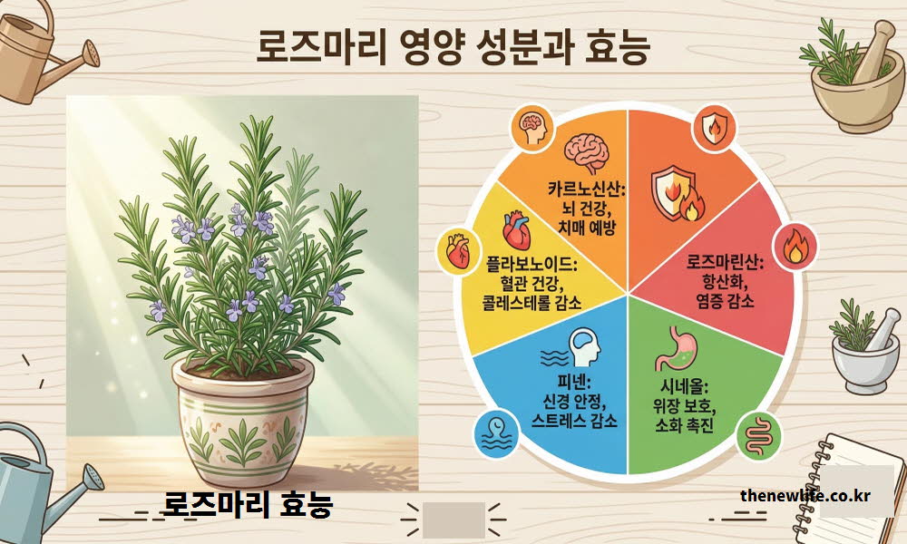 로즈마리 차 효능의 영양 성분을 설명하는 이미지