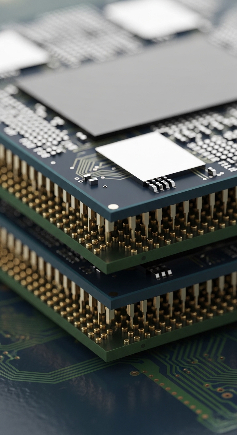 HBM(High Bandwidth Memory) 반도체 칩 클로즈업