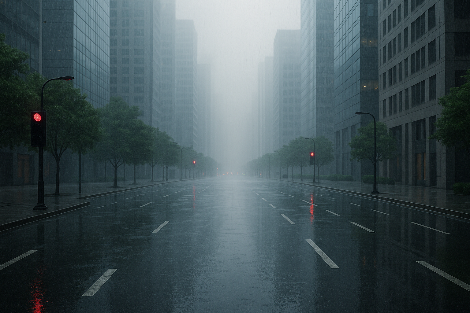 도심의 비 오는 날 환경 이미지(Ai생성이미지)