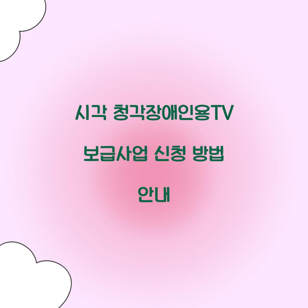 시각 청각장애인용TV 보급사업