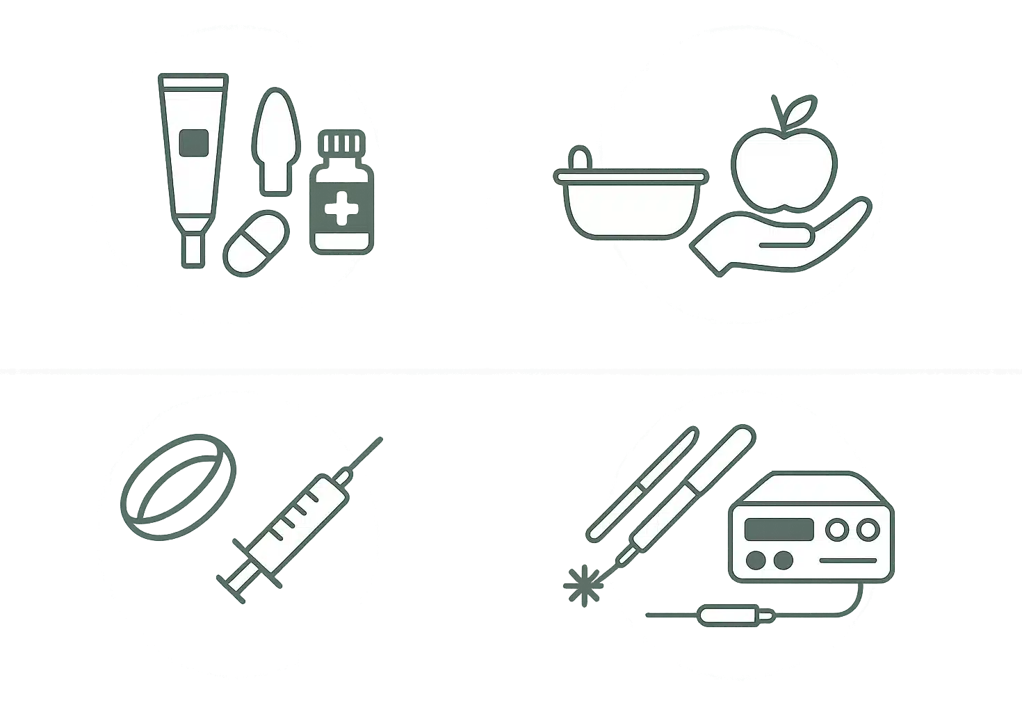 약물치료, 보존요법, 시술치료, 수술치료