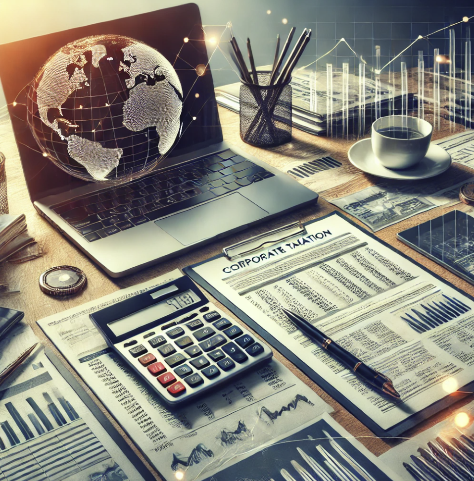 법인세 관련 서류를 정리해 놓은 모습