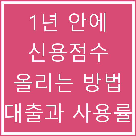 1년 안에 신용점수 올리는 방법 대출과 사용률 전략