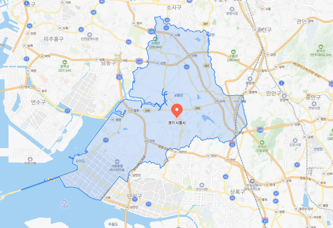 경기도 시흥시 지도 캡쳐