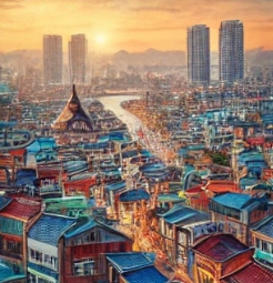 도시의 모습을 나타낸 그림