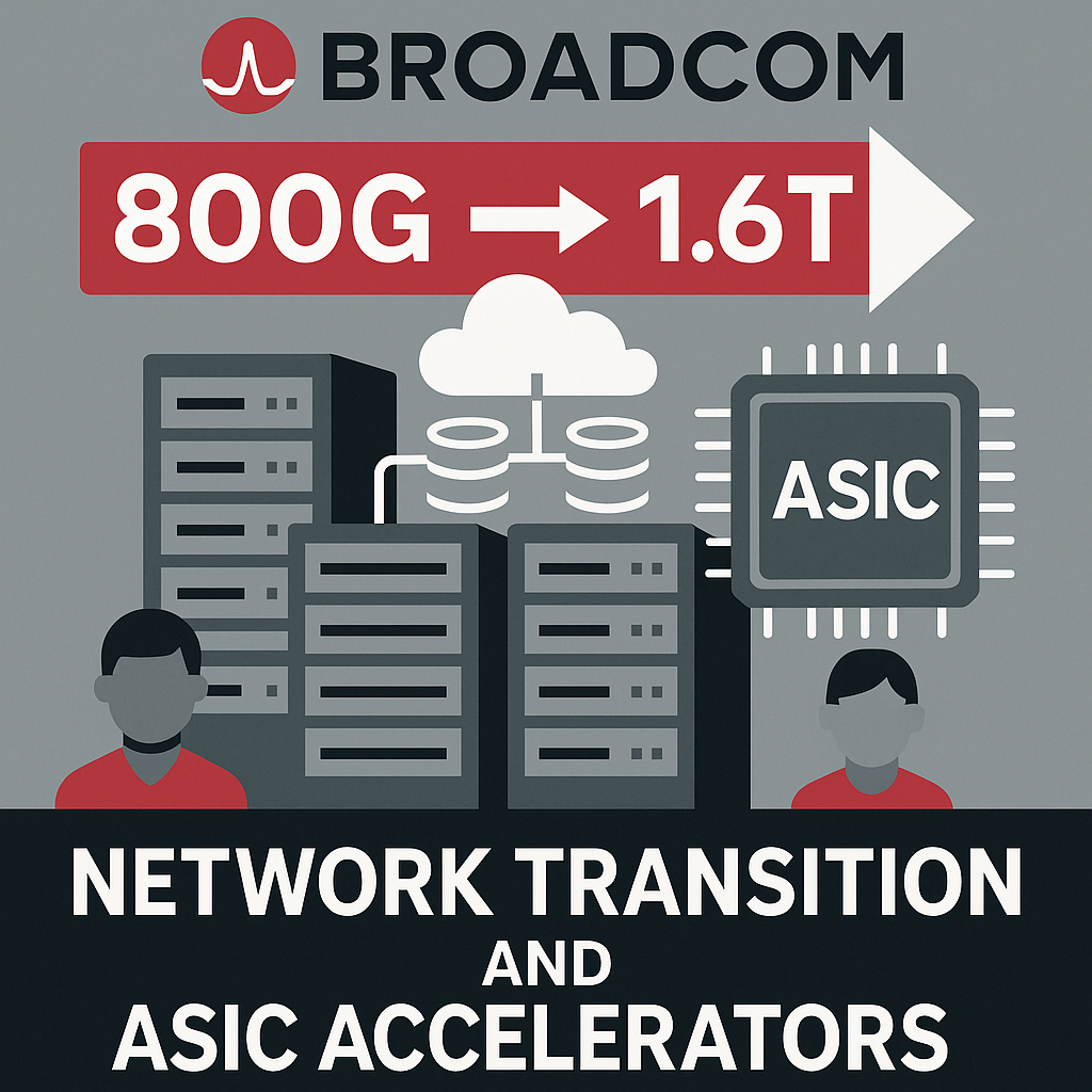 브로드컴은 800G→1.6T 전환과 커스텀 ASIC으로 AI 클러스터 수요를 흡수하며 현금흐름 안정성까지 확보