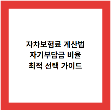 자차보험료 계산법
자기부담금 비율
최적 선택 가이드