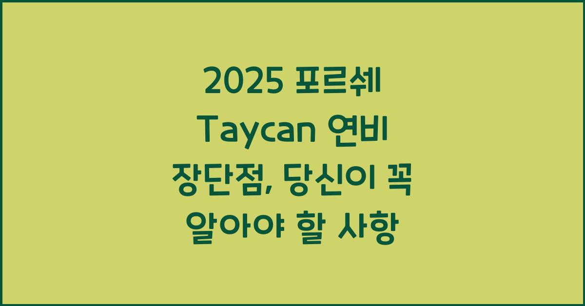 2025 포르쉐 Taycan 연비 장단점