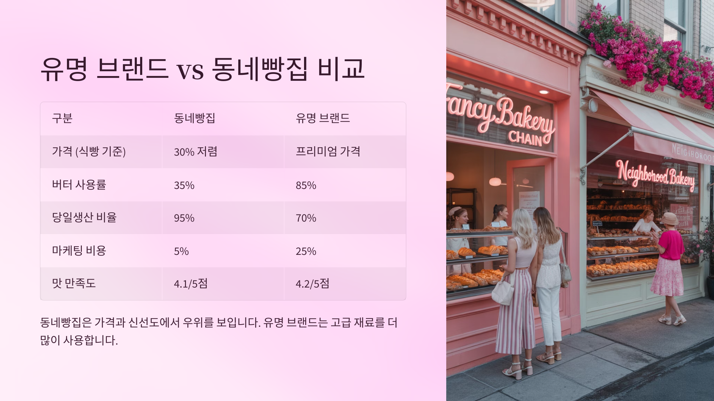 유명 브랜드 vs 동네빵집 비교
