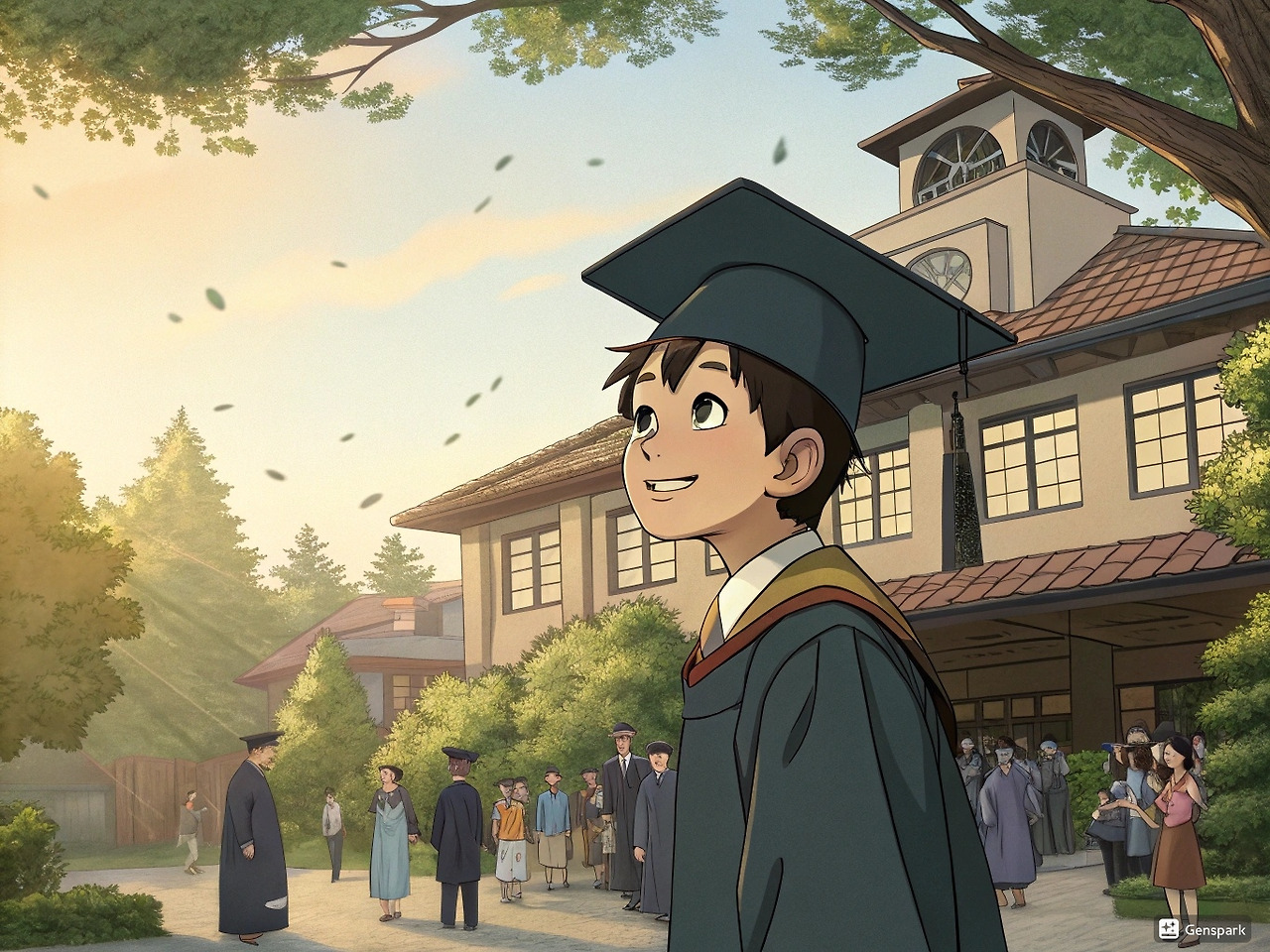 학교 캠퍼스내에서 학생의 이미지