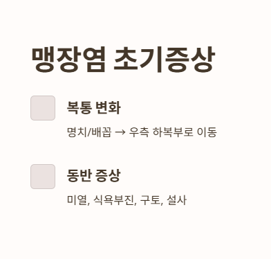 맹장염 초기증상