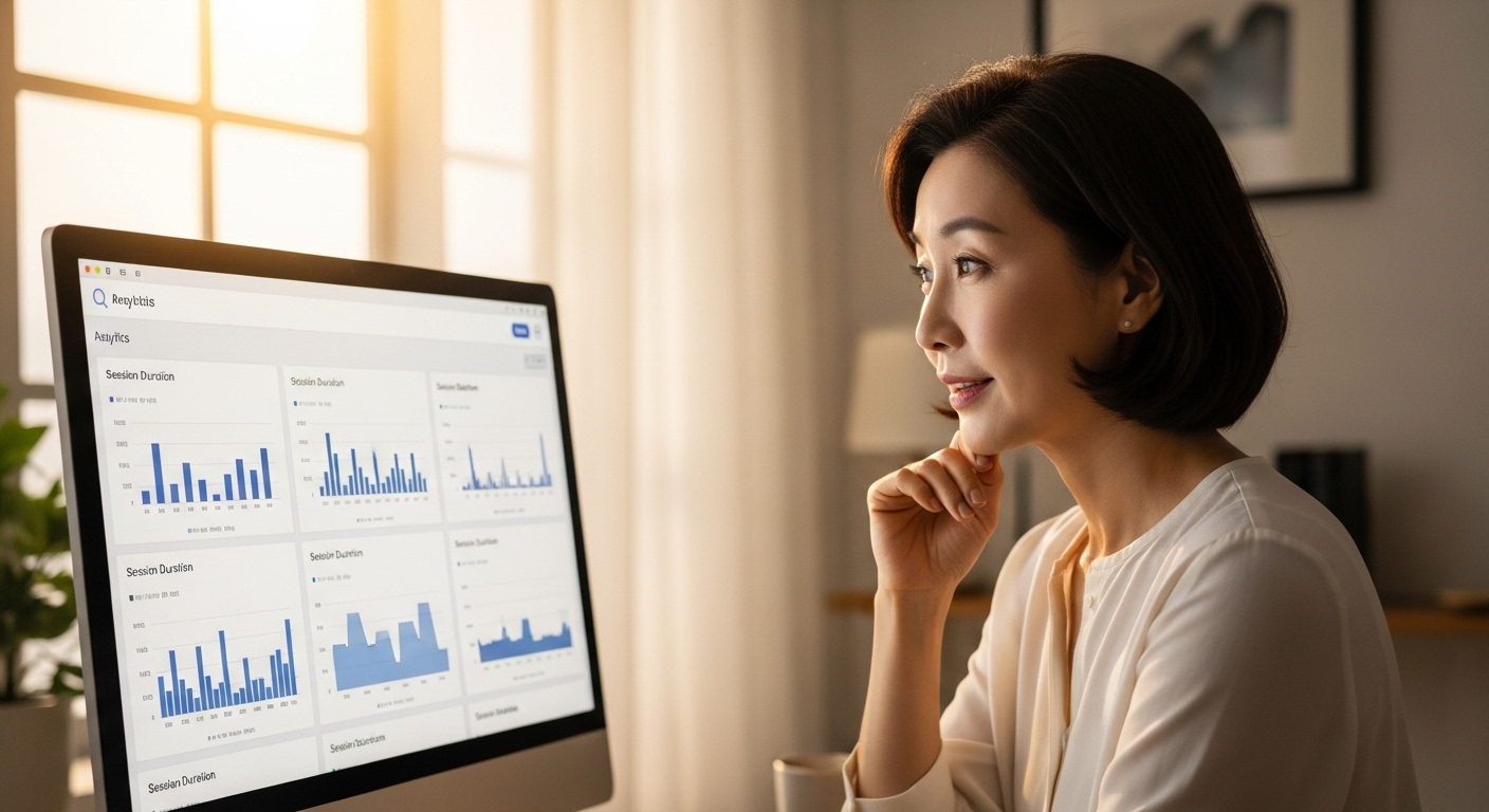 블로그 체류 시간 데이터를 분석하는 장면