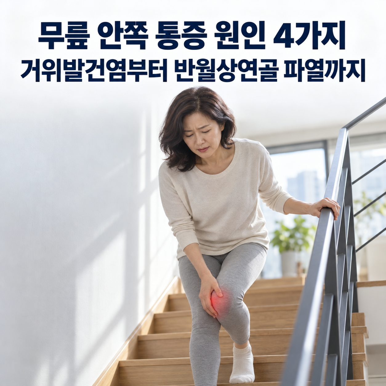 무릎 안쪽 통증 원인 4가지, 거위발건염부터 반월상연골 파열까지