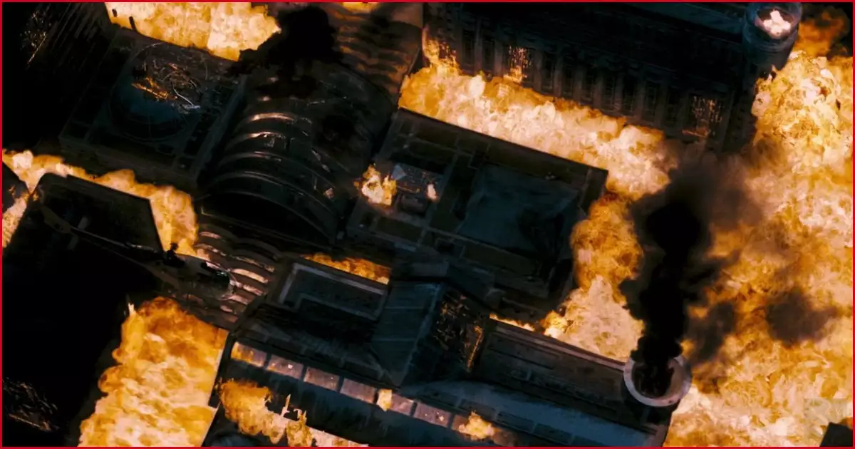 불바다가 되는 도시 한 복판