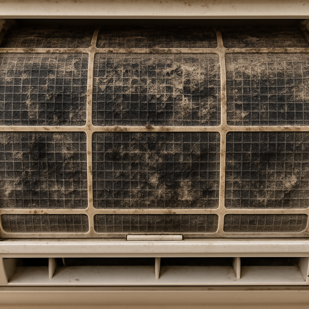 곰팡이 가득한 에어컨 필터