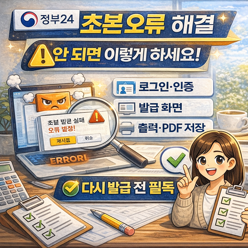 정부24 주민등록초본 발급 오류 해결 방법