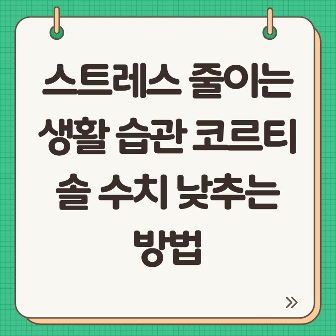 스트레스 줄이는 생활 습관 코르티솔 수치 낮추는 방법