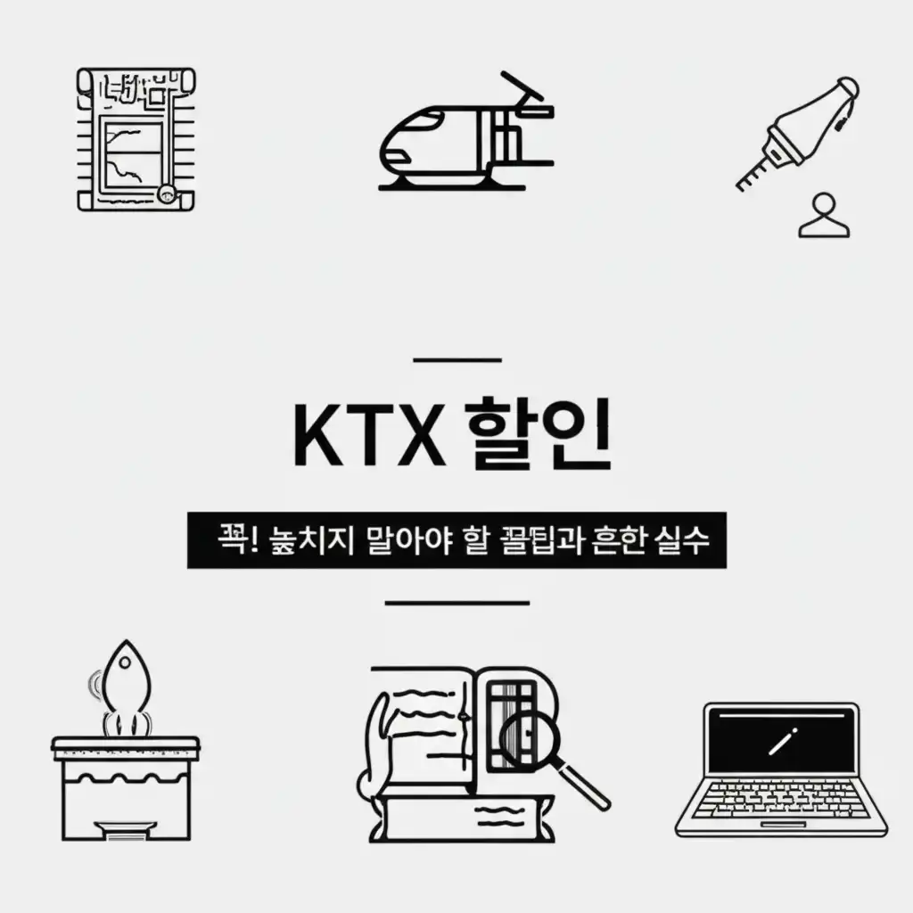 KTX 할인 이용 시 주의사항과 꿀팁을 시각적으로 나타낸 경고 및 정보성 이미지