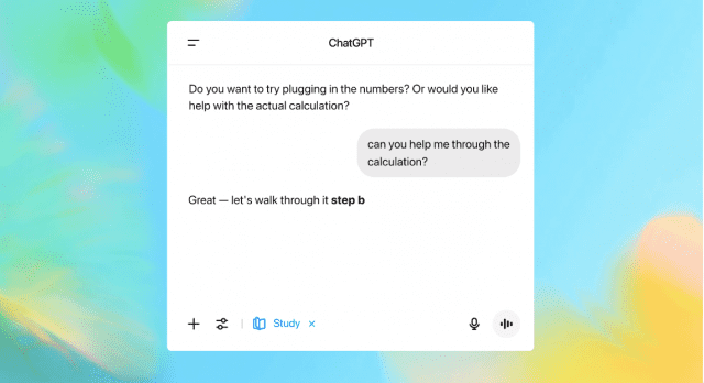 챗GPT '스터디 모드' 실행 화면