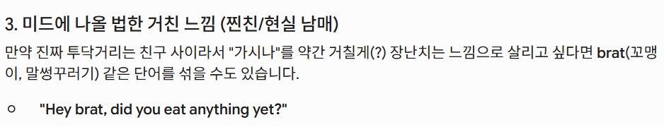 미드에 나올 법한 거친 느낌 (찐친/현실 남매)의 번역 이미지