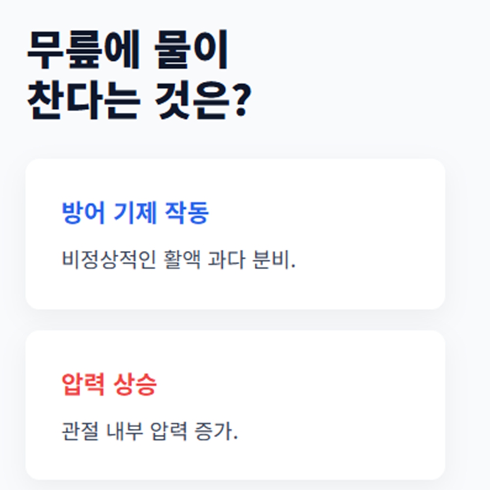 무릎에 물이 차는 증상