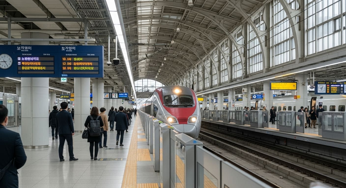 추석 귀성객으로 붐비는 기차역 대합실
