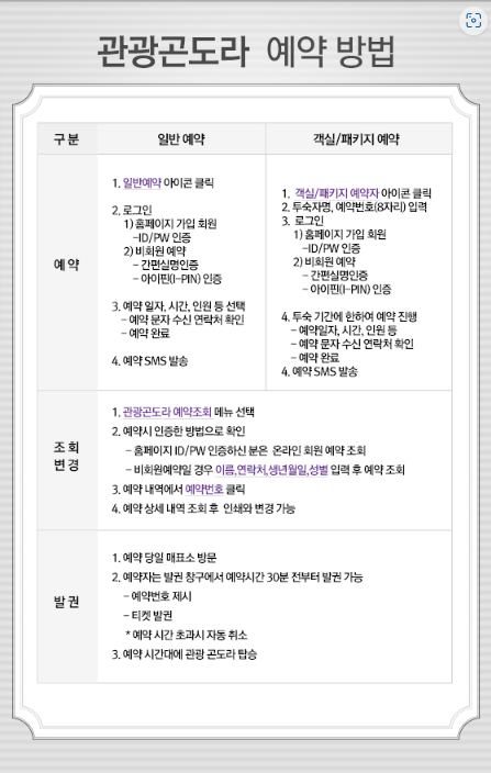 곤도라 예약 조회/변경/취소 사진