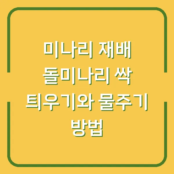 미나리 재배 돌미나리 싹 틔우기와 물주기 방법