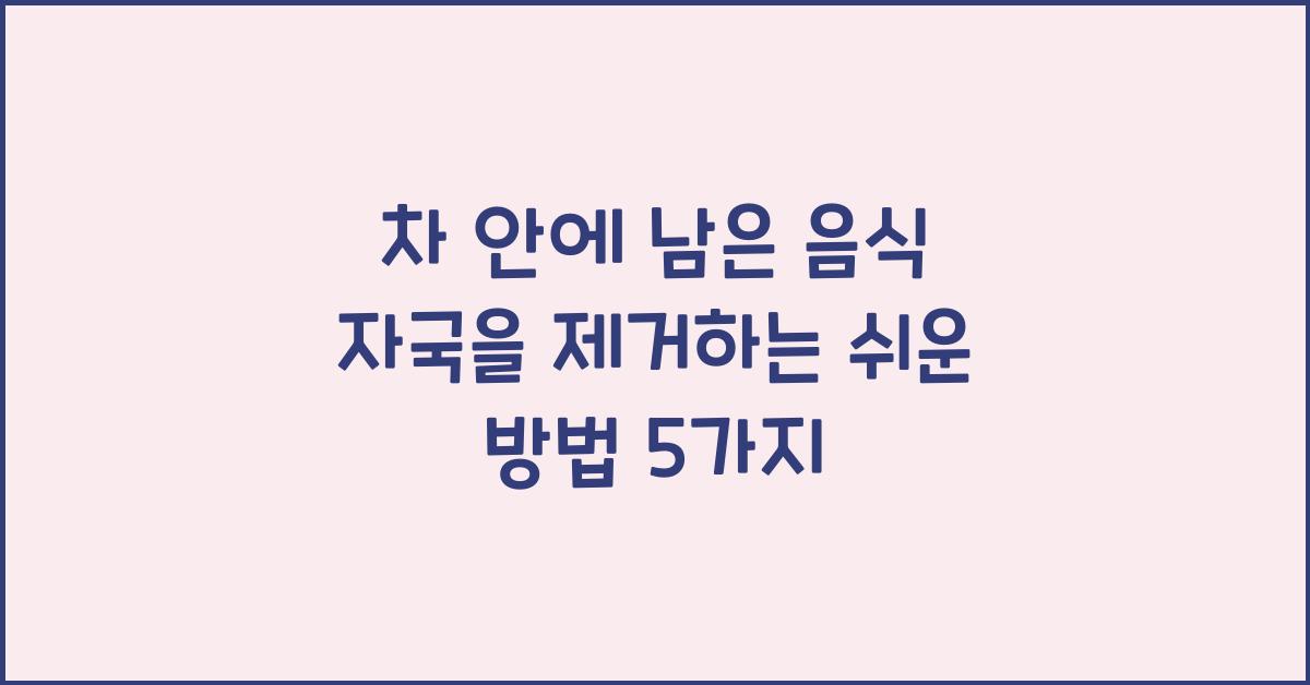 차 안에 남은 음식 자국을 제거하는 쉬운 방법  