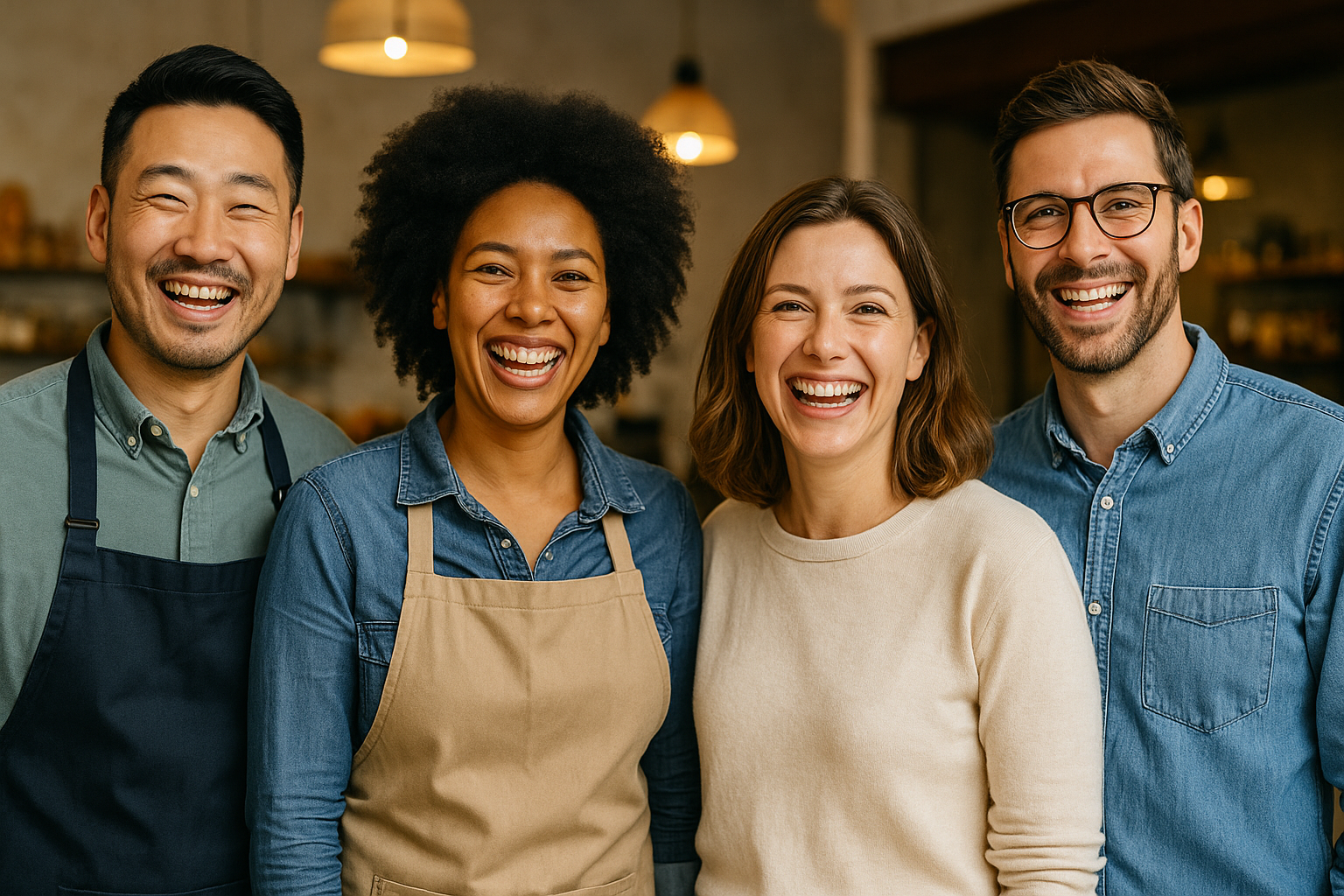 기뻐하는 상인들