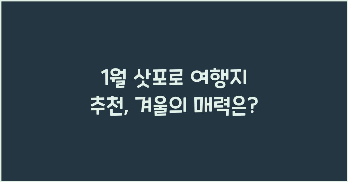 1월 삿포로 여행지 추천