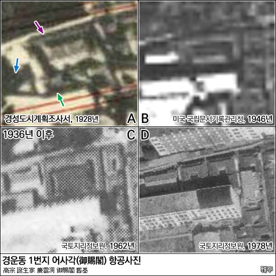 고종 탄생지 경운동 1번지 어사각(御賜閣) 항공사진
