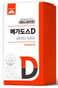 고려은단 메가도스D 비타민D3 4000IU 18g&#44; 90정&#44; 1개