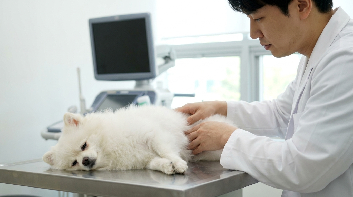 강아지 구토 후 수의사 진찰