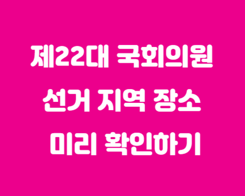제22대 국회의원 선거 지역 장소 미리 확인하기