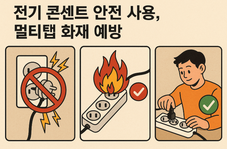 전기 콘센트 안전 사용,멀티탭 화재 예방 이미지