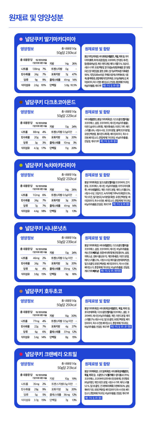 널담 쿠키 칼로리