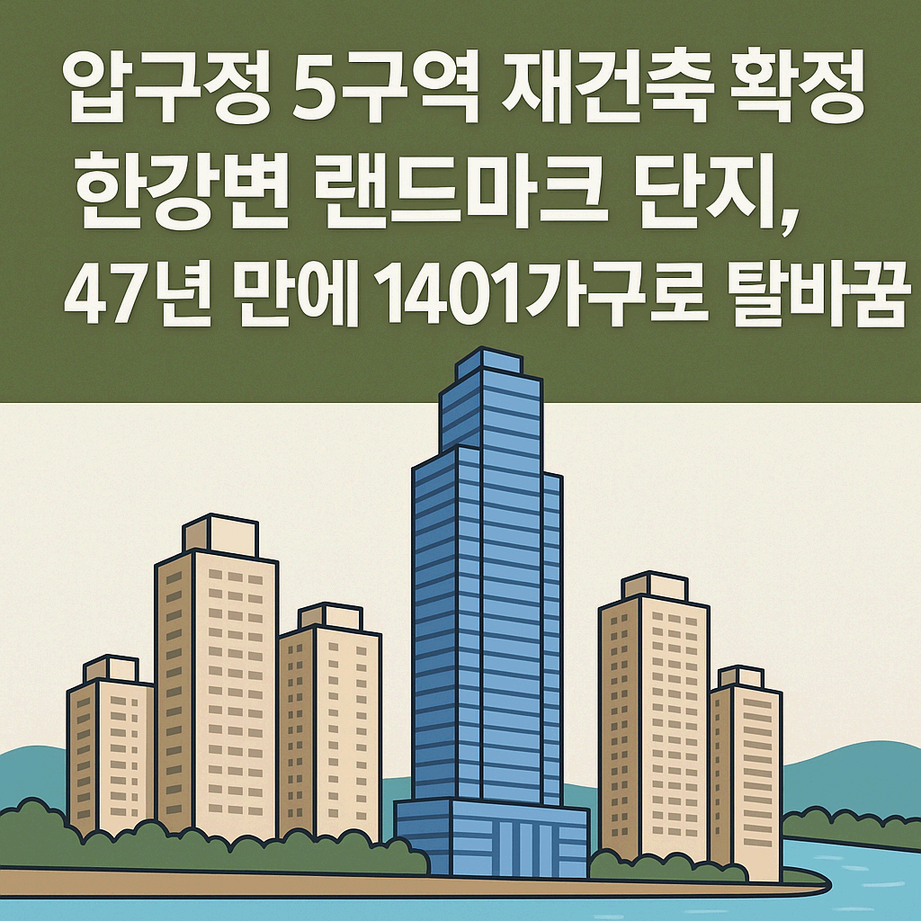 압구정 5구역 재건축 확정! 강남 한복판, 47년 만에 1401가구 초고층 대단지로 탈바꿈