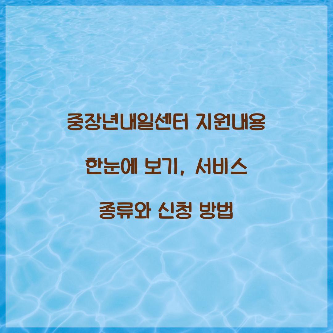 중장년내일센터 지원내용