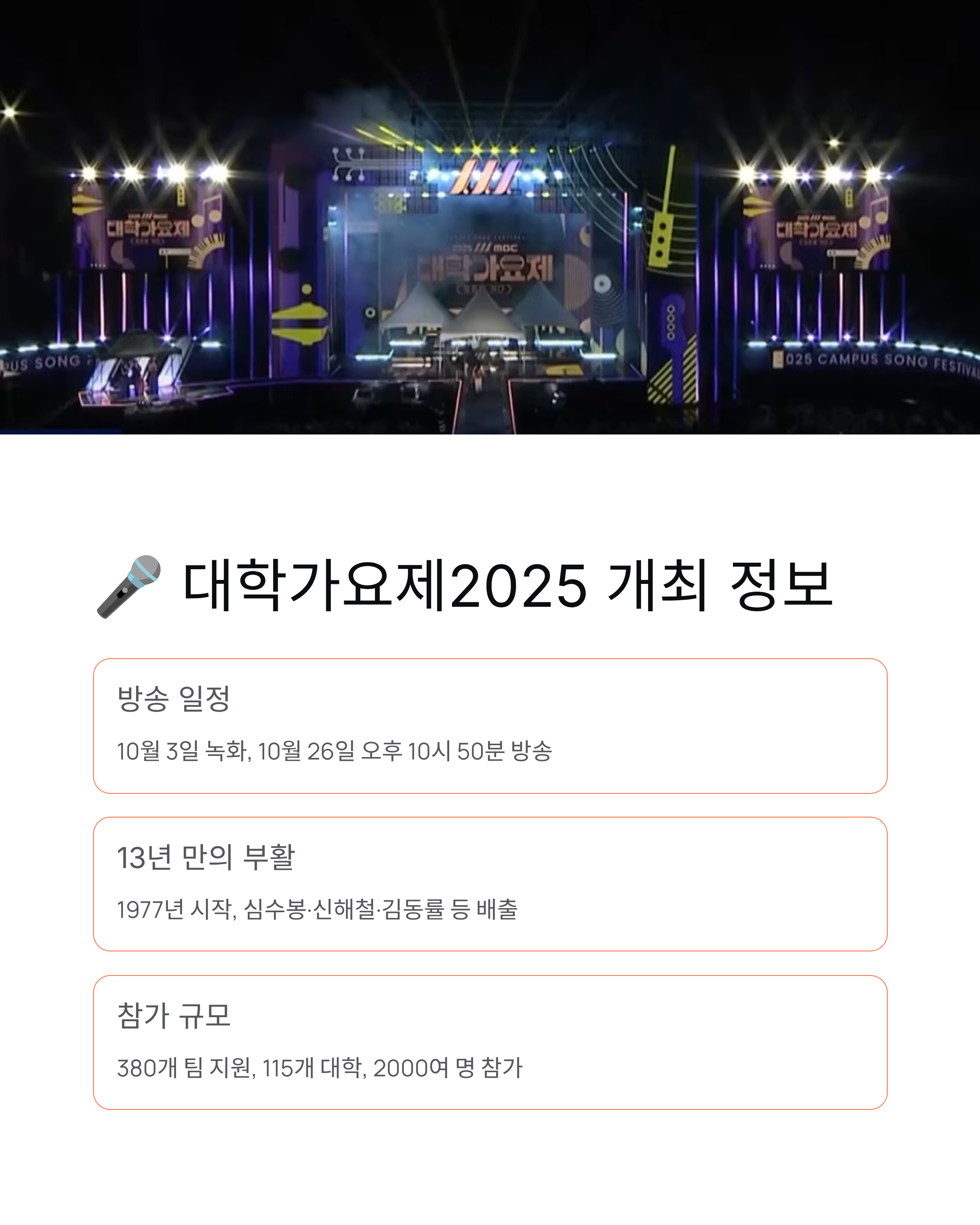 대학가요제2025 대상·수상곡·해양대 총정리! 13년 만의 부활 현장