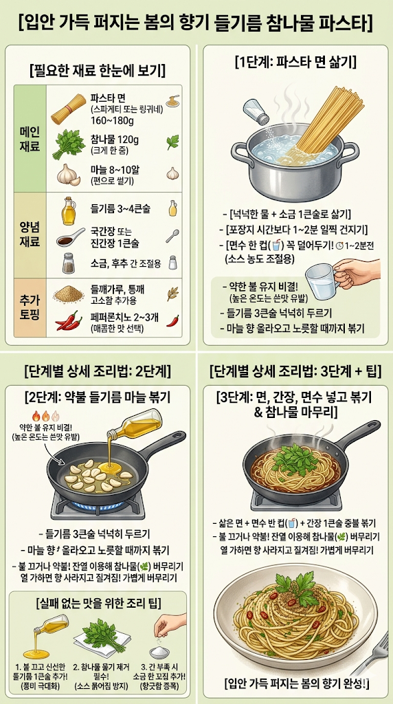 들기름참나물파스타 만드는법