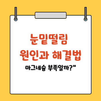 눈밑떨림 원인과 해결법