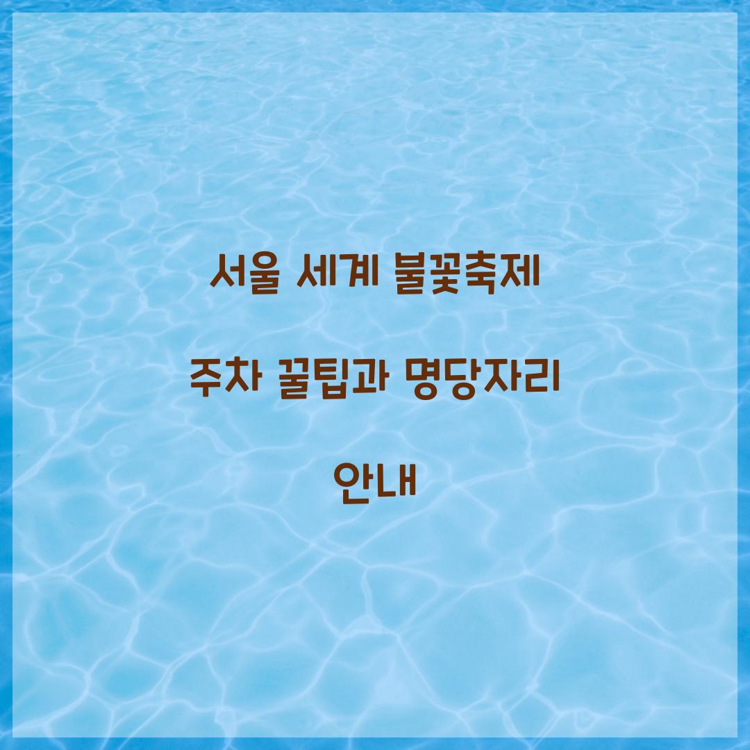 서울 세계 불꽃축제 주차