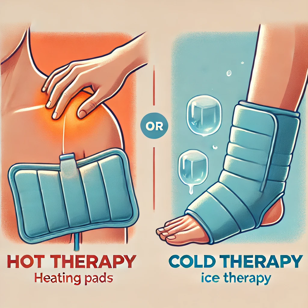 냉찜질과 온찜질 하는 것을 표현한 사진