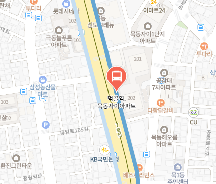 먹골역.묵동자이아파트에서 인천공항 리무진 공항버스(6100번) 지도 위치