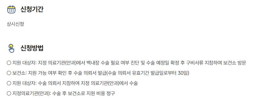 백내장 수술비 정부지원 지원대상 신청방법 구비서류
